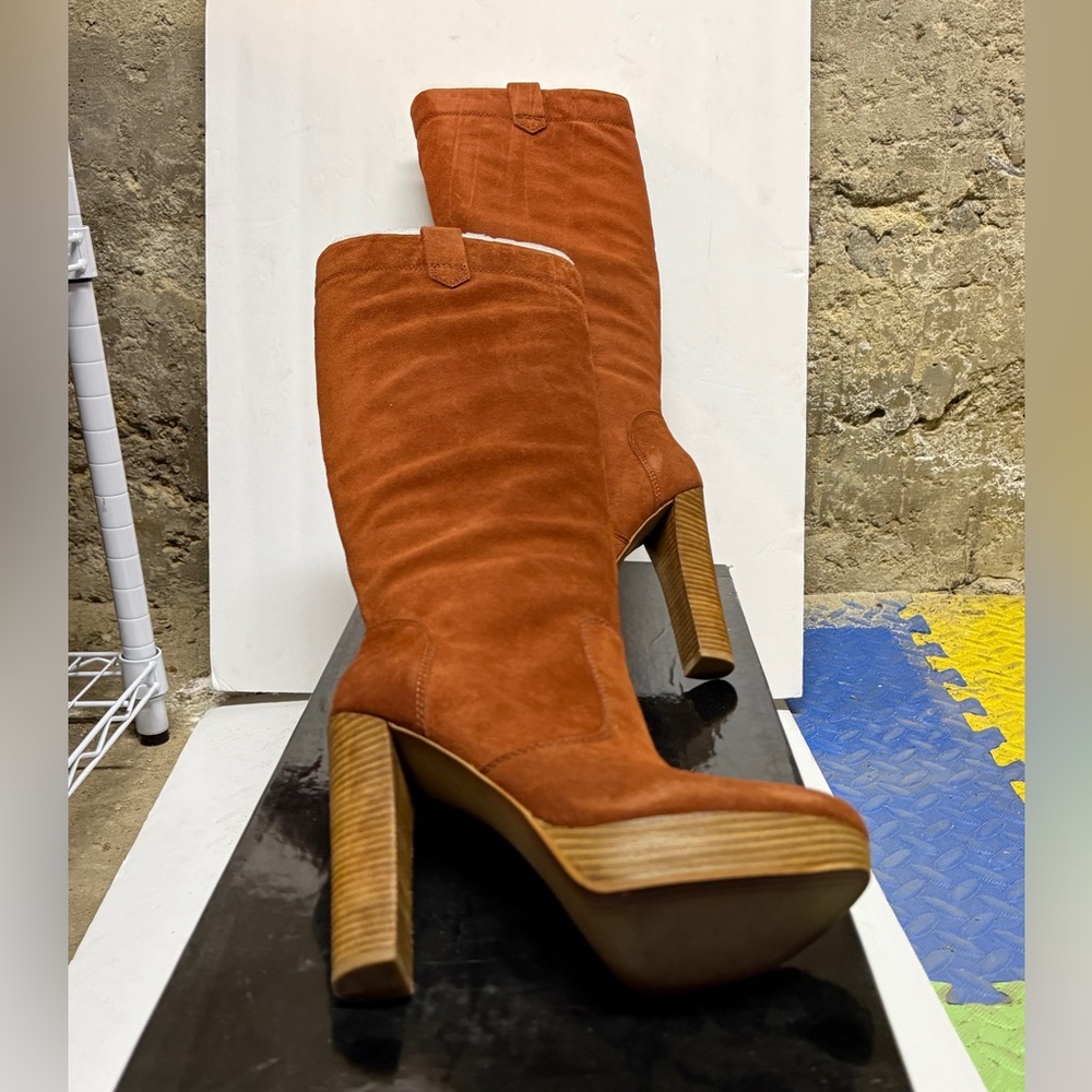 Boutique 9 Women's Suede Platform Boots - Rust